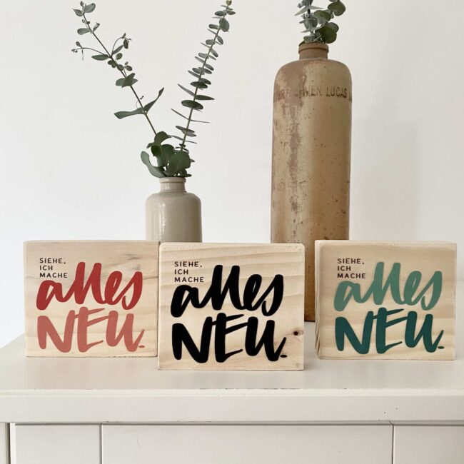 Minischild „alles neu“ grün | Jahreslosung 2026