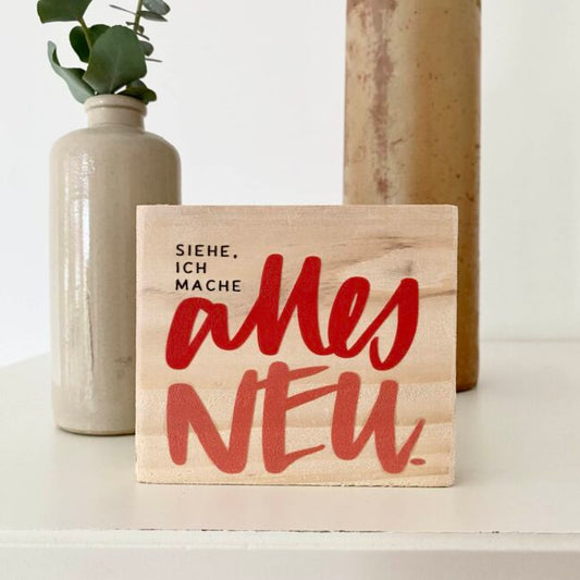 Minischild „alles neu“ rot| Jahreslosung 2026
